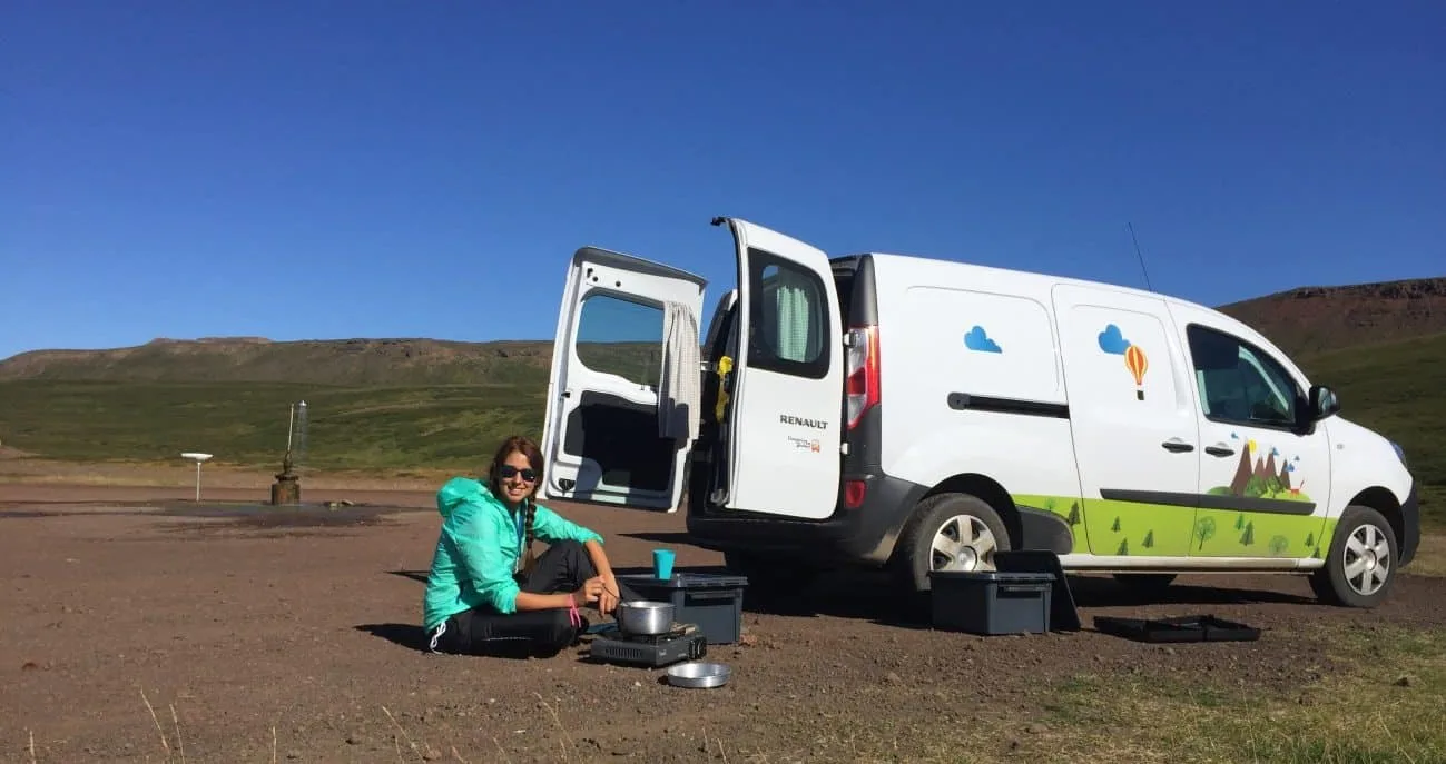 Camper van lunch by Krafla