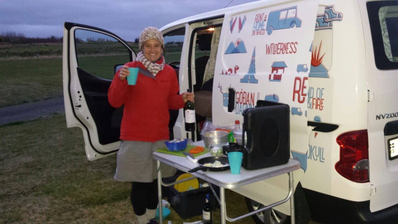 Campsite dinner in Iceland