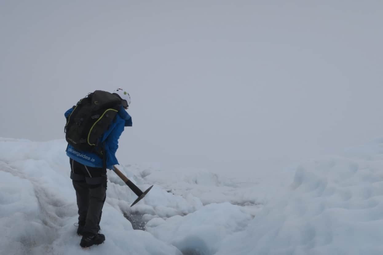 Checking the glacier ice