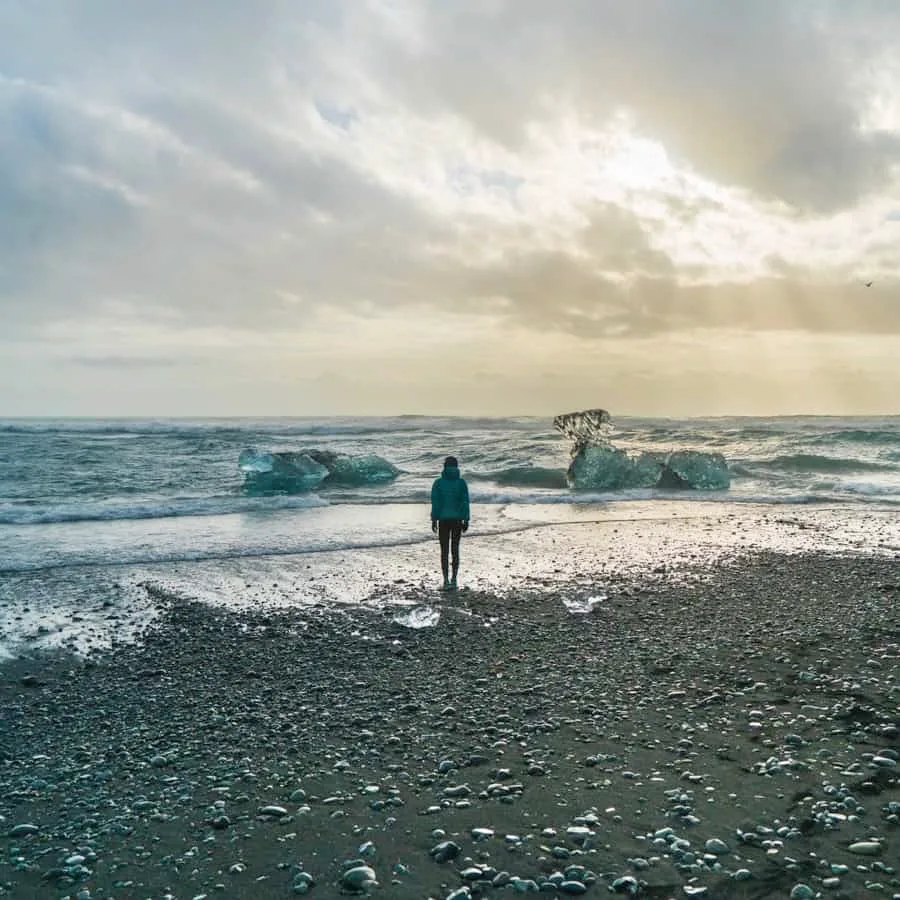 Diamond beach, the black sand beach south of Jökulsárlón