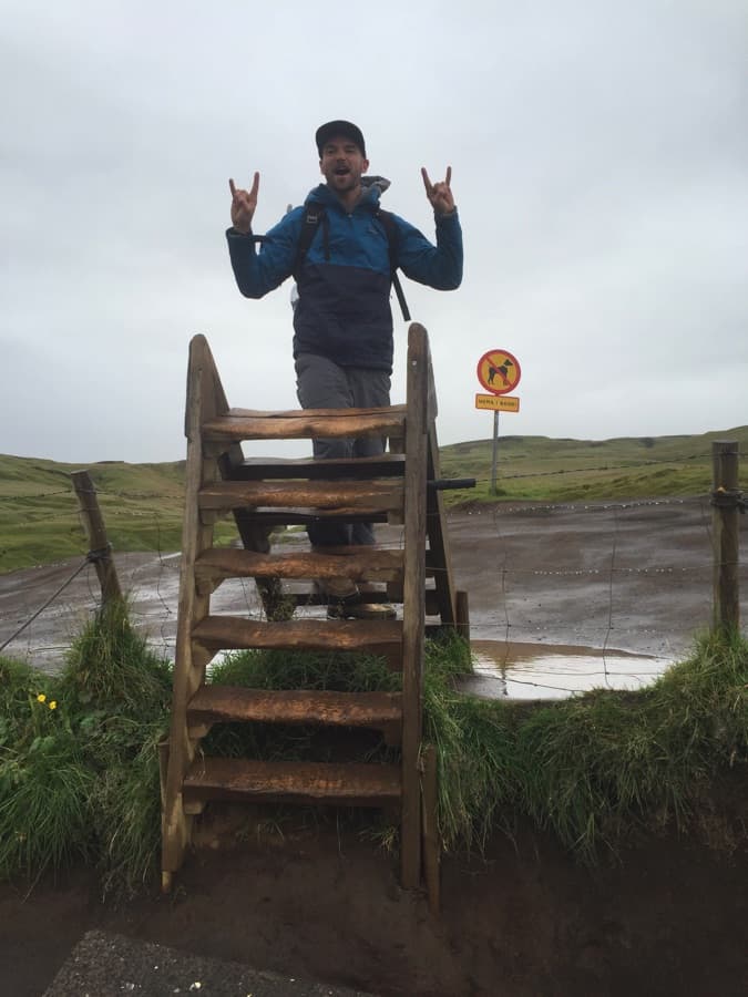 Hiking trail above Skógafoss waterfall