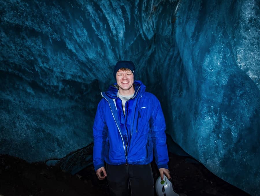 Icecaving under Vatnajökull glacier