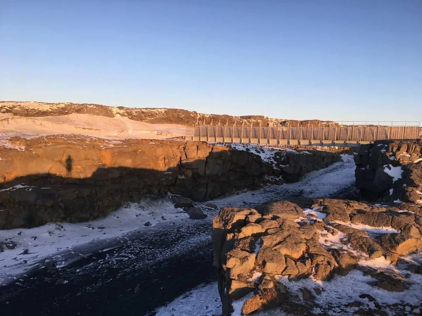 bridge between the continents in Reykjanes peninsula southwest of Iceland