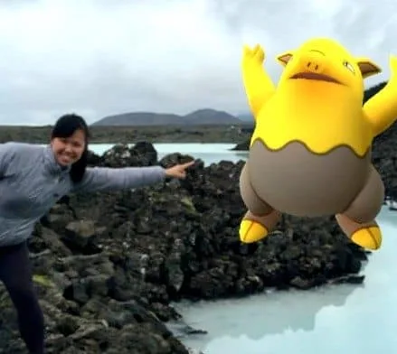 Pokemons in the Blue Lagoon in Iceland
