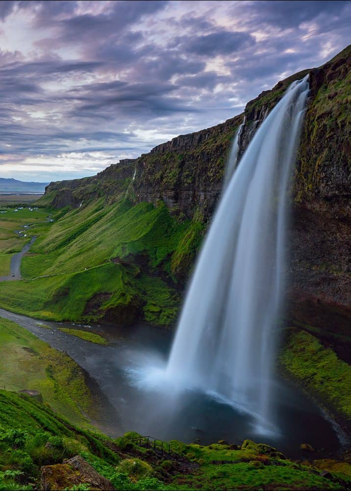 The waterfall Seljalandsfoss The waterfall Seljalandsfoss