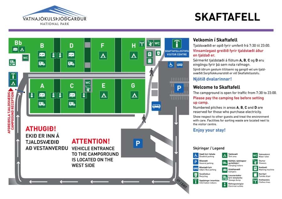 Camping in Skaftafell - Map