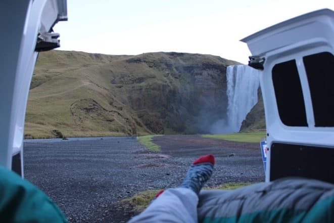 Camping by Skógafoss