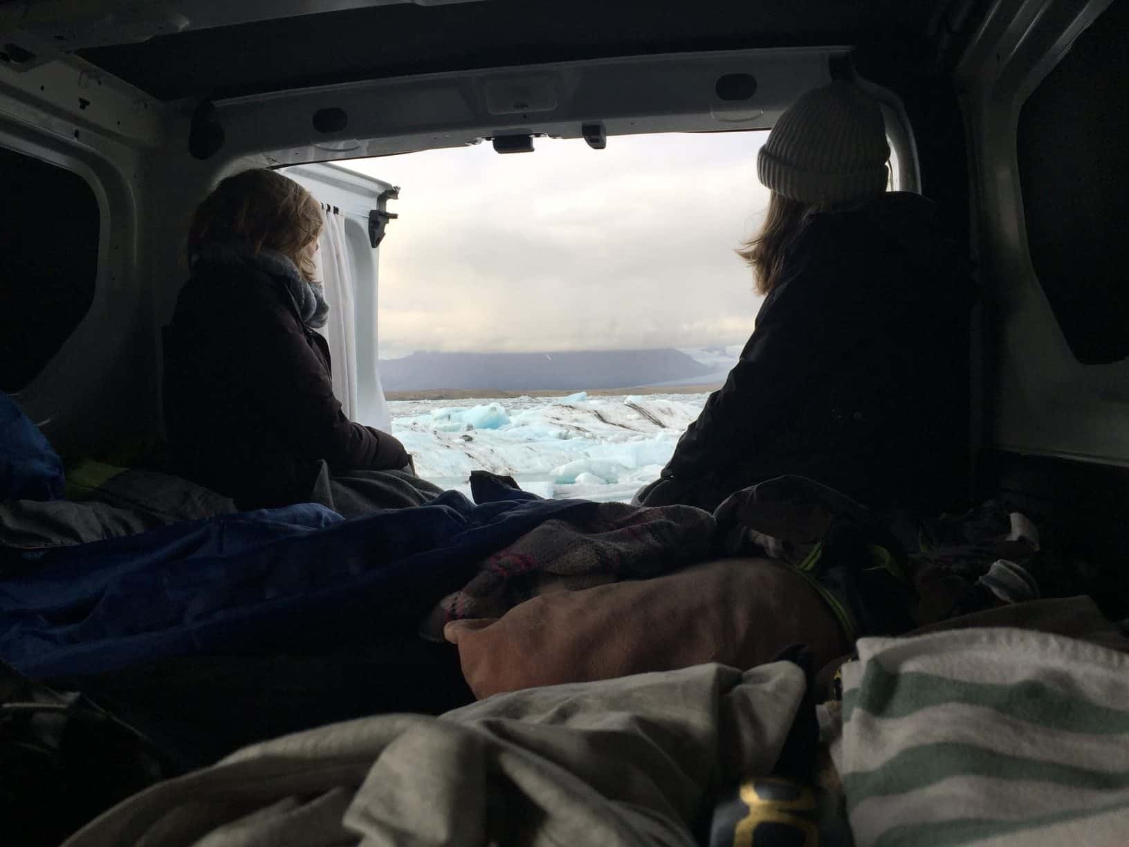 Camping in South Iceland in a camper