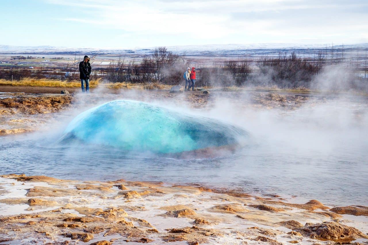 The Geysir Strokkur is about to erupt