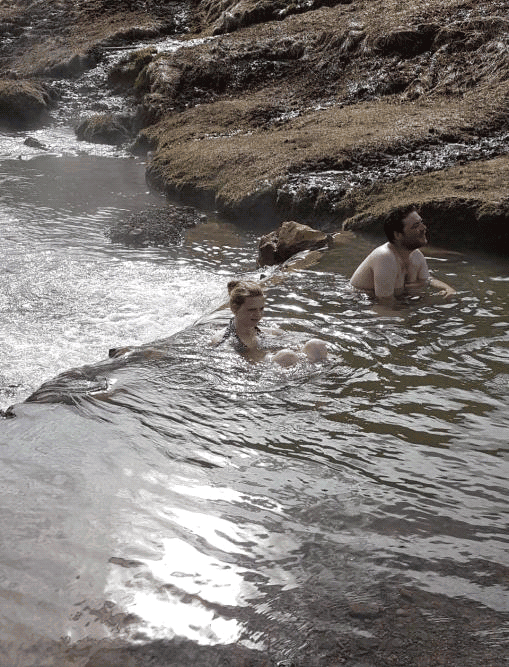 Reykjadalur hot spring in winter