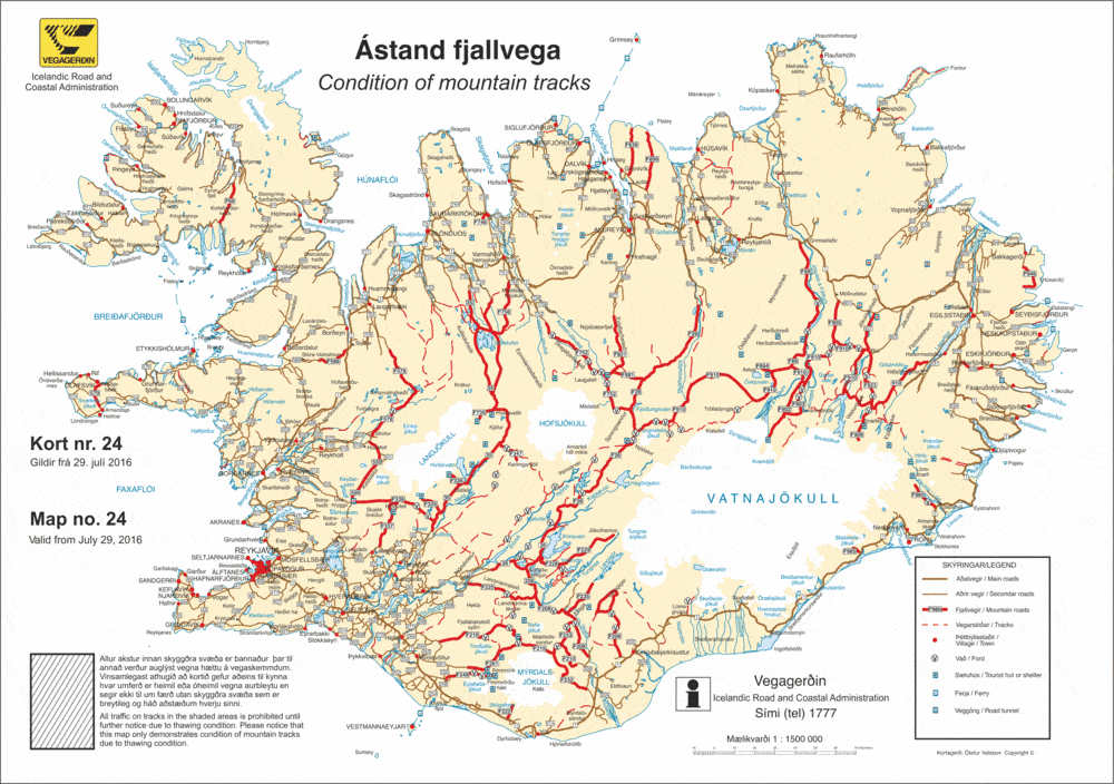 A road map of the Icelandic highlands
