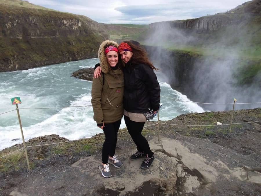 Posing by Gullfoss waterfall