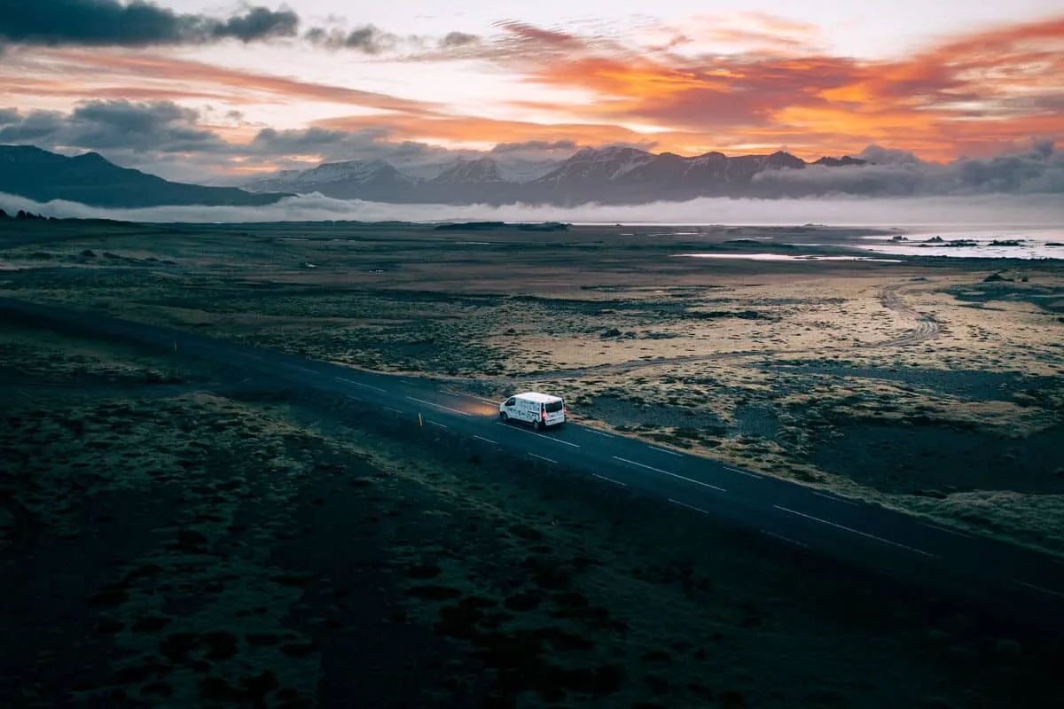 Rent Renault Trafic 3 camper, Iceland volcanic landscape