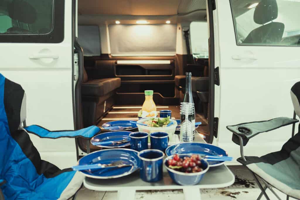 VW California 4×4 camper interior  eating outside