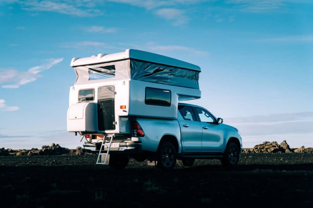 rent Toyota Hilux 4×4 roof top tent Campervan Iceland