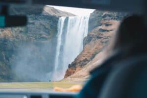 A camper with a Skógafoss view A camper with a Skógafoss view