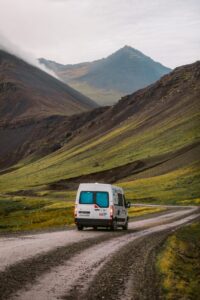 rent renault master 5 campervan seen from behind