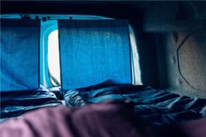 Rent renault kangoo camper interior curtains closed