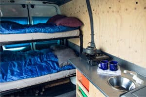 Rent Renault Master 5 interior pillows sleeping bags griddle sink