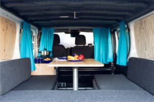 Rent Renault Trafic Auto interior table and benches
