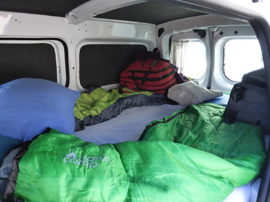 The bed in the camper van