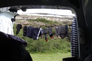 drying laundry