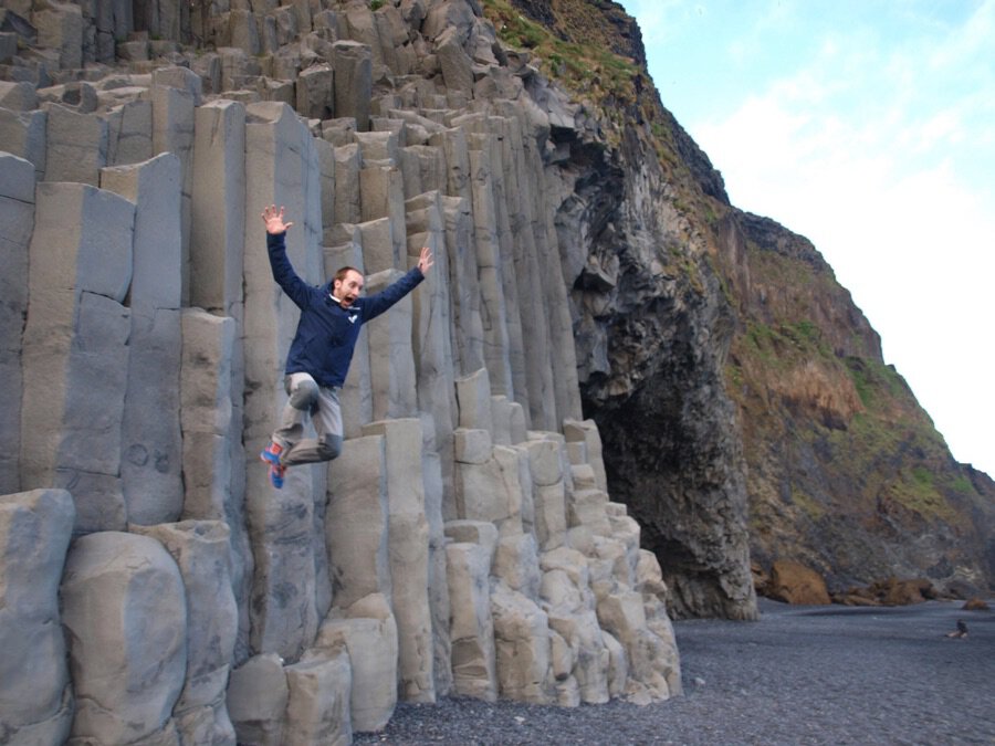 Rock pillars in Reynisfjara Black sand beach