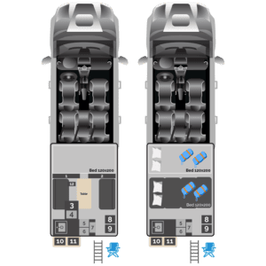 Toyota Hilux 4x4 campervan interior illustration