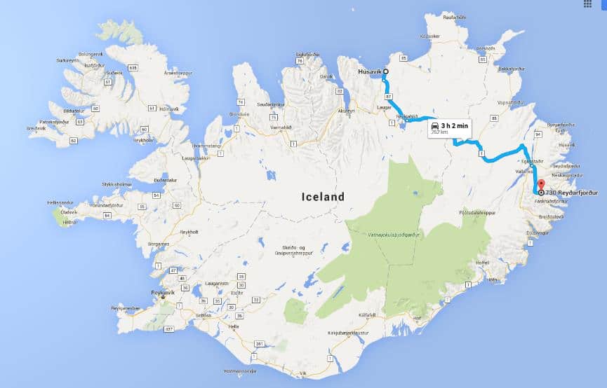 Driving from Húsavík to Reyðarfjörður