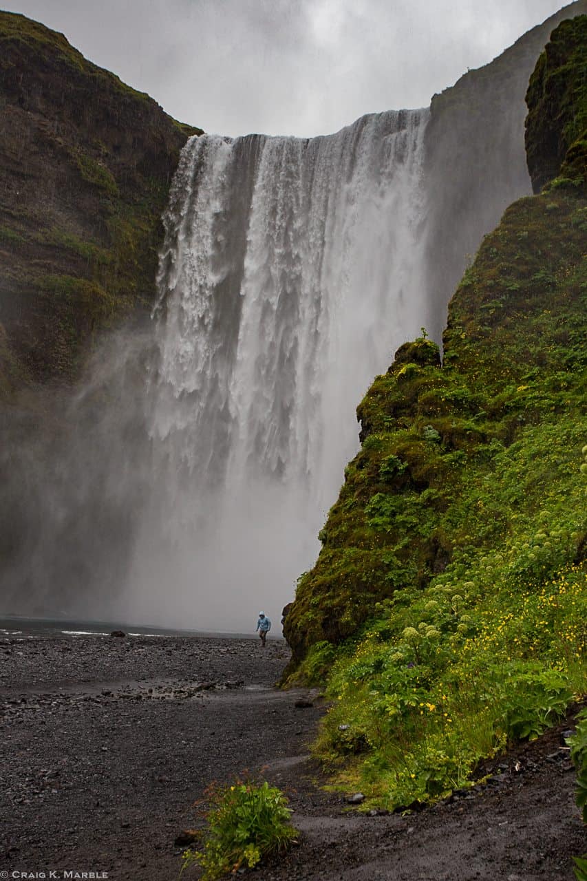 Camping by Skógafoss waterfall in Iceland