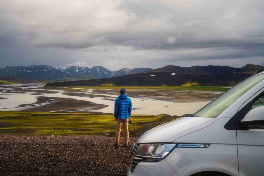 VW California 2024 front side view and man standing