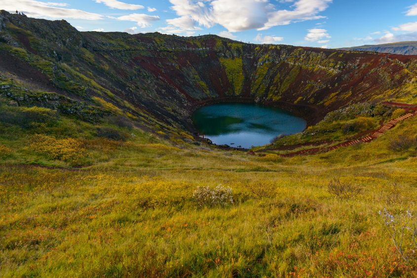 Shot of Kerið Crater Lake from the rim above.