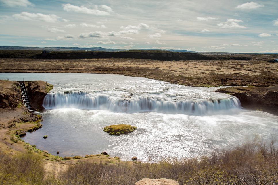 Faxafoss waterfall on a sunny day