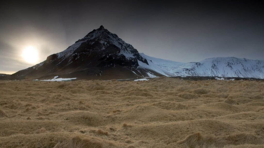 Sun behind cloud cover in Snaefellsnes Peninsula