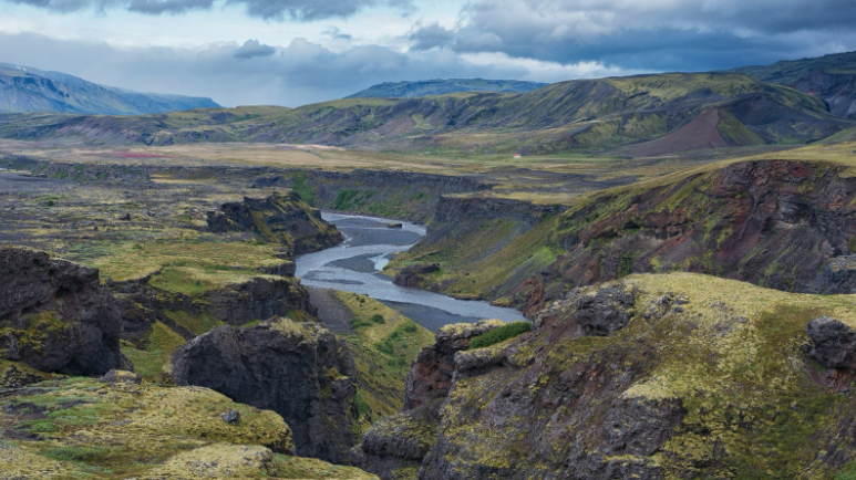 Canyon with a river in Iceland’s Highlands.