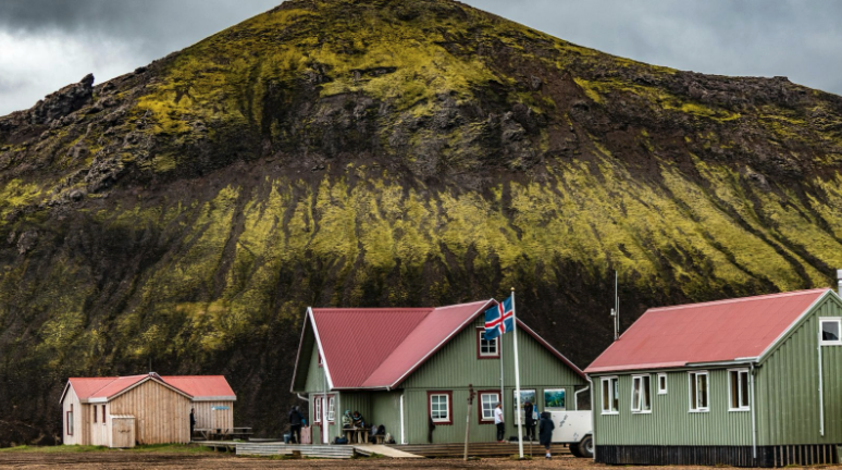 Mountain camping huts in Iceland’s Highlands.