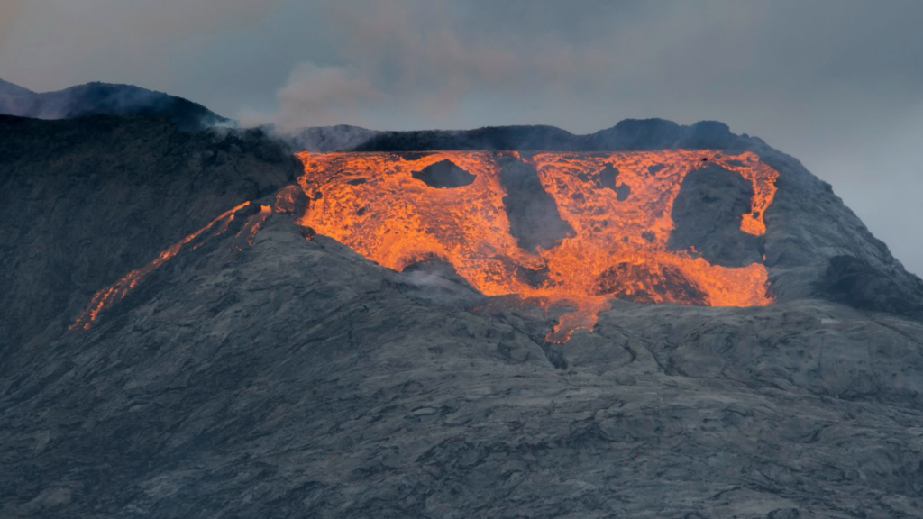 Volcanic eruption at Grindavík, Iceland.