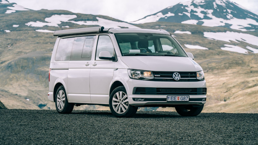 VW California Beach in the Highlands of Iceland.
