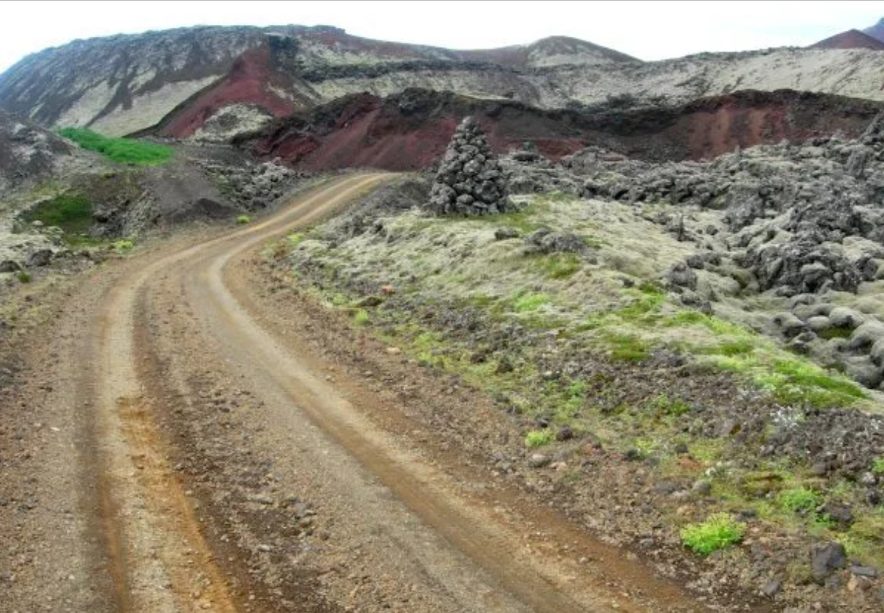 Gravel road through Berserkjahraun, Snæfellsnes Peninsula