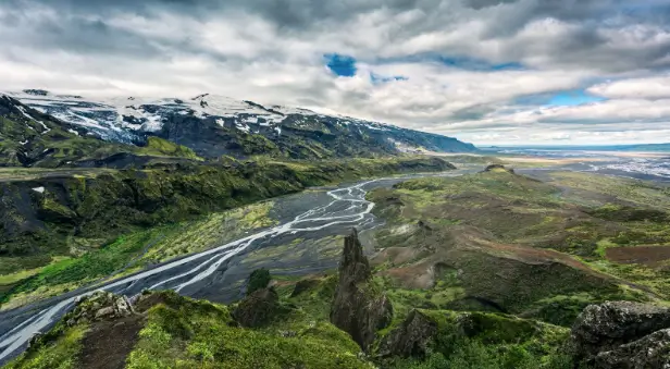 View of Þórsmörk in the highlands of Iceland.
