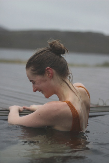 A woman in a lagoon