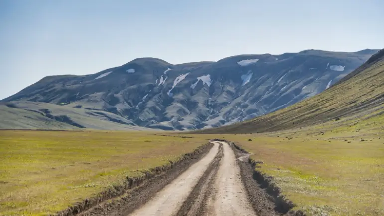 Road leading to Landmannalaugar.