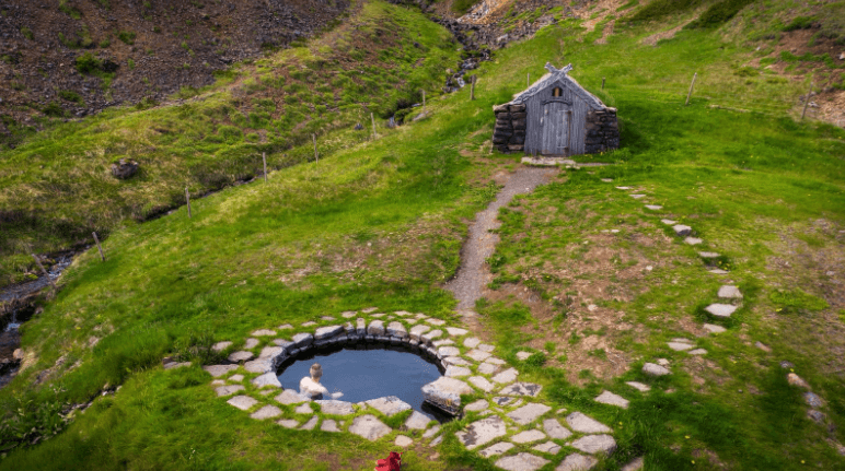 Remote hot spring in Iceland.