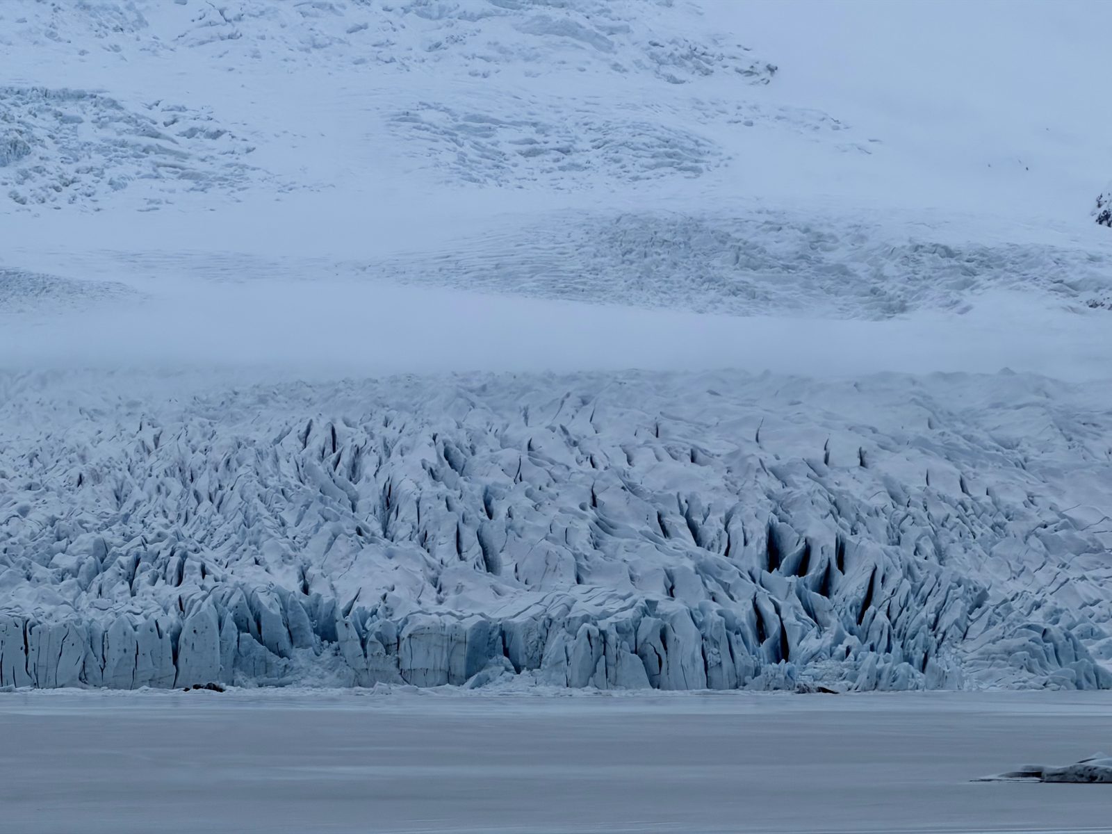 Crevassed blue ice of Svínafellsjökull glacier in South Iceland